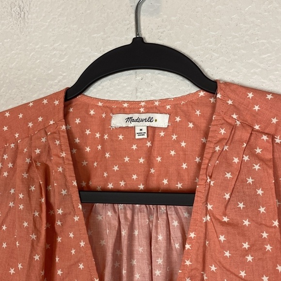 Madewell coral star print cross over blouse - Picture 3 of 5